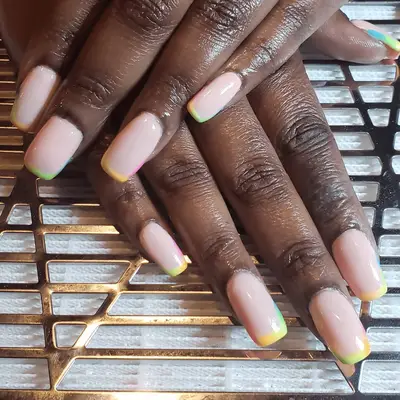 orange ombré shimmer accent nails