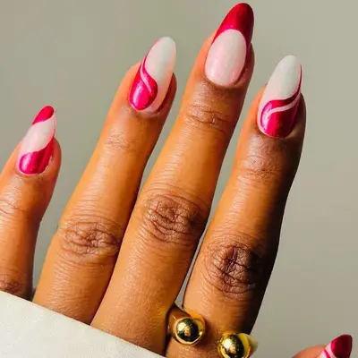 Red Velvet Frosted Snow Nails - MYM Beauty Red Velvet Nails