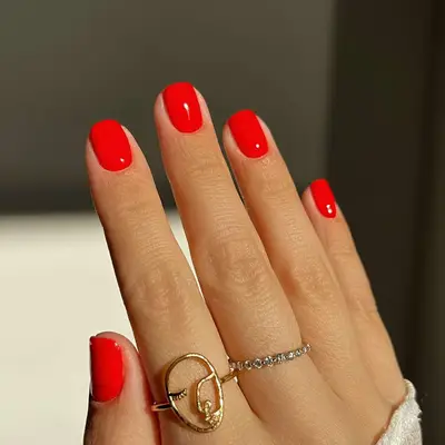Plain tomato red short nails