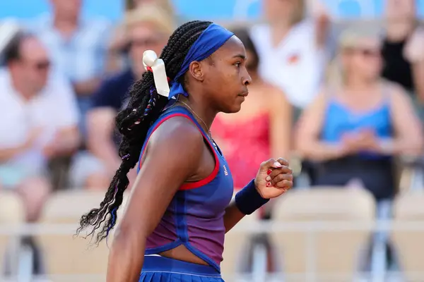 Coco Gauff during the singles first round game. 