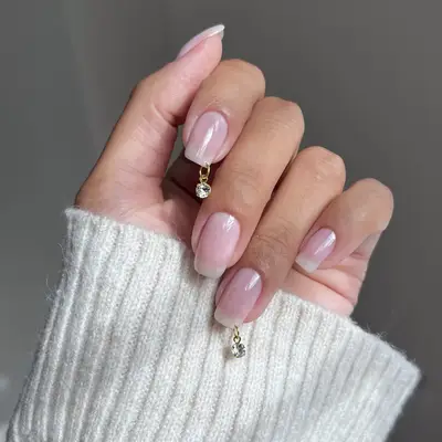 diamond nail piercing on clear polish