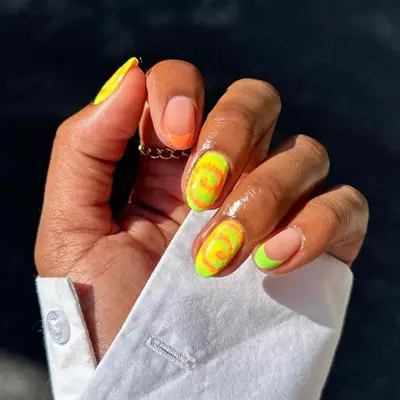 Bright Sunshiney Tie Dye Nails - MYM Beauty Tie Dye Nails 