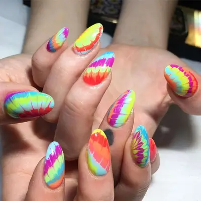 Pastel Neon Tie Dye Nails - MYM Beauty Tie Dye Nails 
