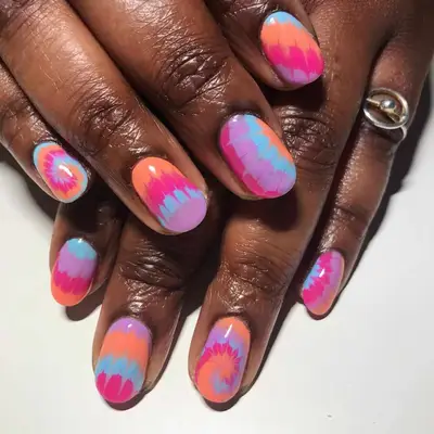 Sherbert Swirl Tie Dye Nails - MYM Beauty Tie Dye Nails 