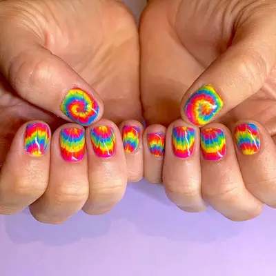 Short Tie Dye Nails - MYM Beauty Tie Dye Nails 