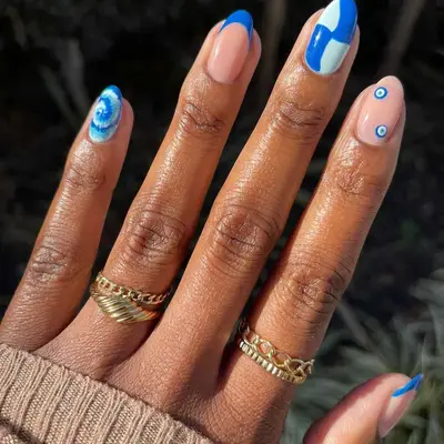 Blue Tie Dye Nails - MYM Beauty Tie Dye Nails 