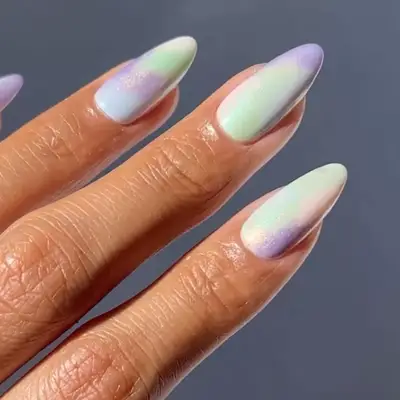 Iridescent Pastel Watercolor Nails