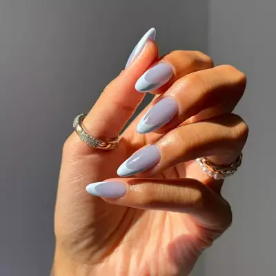 Sheer Pastel Blue French Tips - MYM Beauty Easter Nail Ideas 