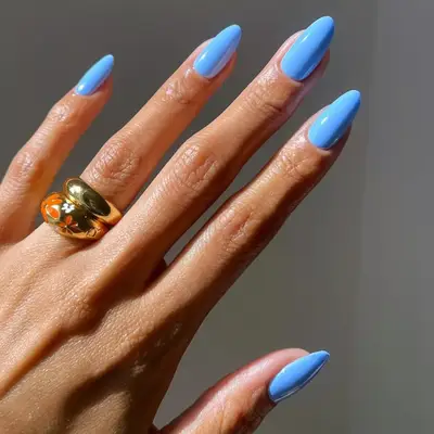 pastel blue almond nails