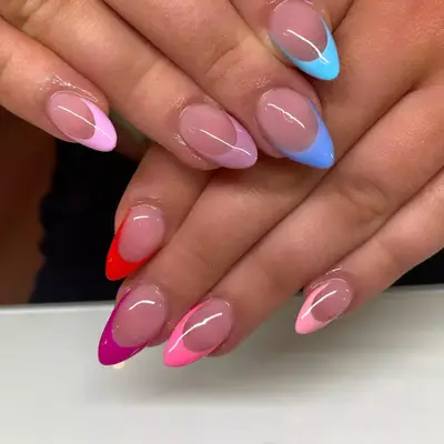 Rainbow-colored French tips