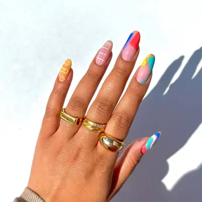 Mismatched abstract nails