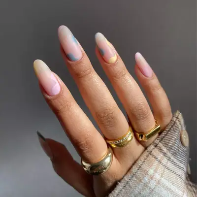Matte nails with pastel blob design
