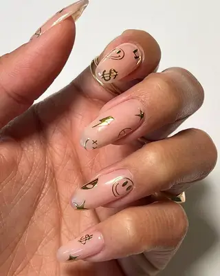 nails with Metallic Decals