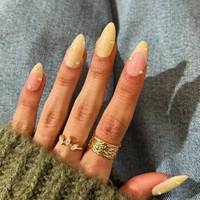 Butter yellow studded nails