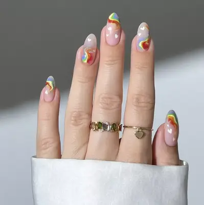 Rainbow swirl nails