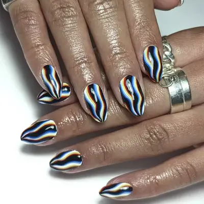 abstract zebra print nails