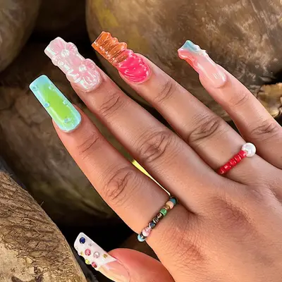 A tie dye manicure