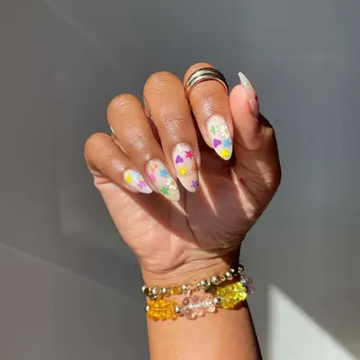 Manicure with sticker nail art 