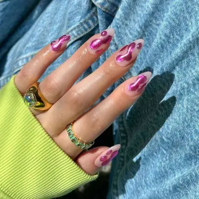 Pink chrome blob designs