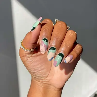 Manicure with hand-painted designs