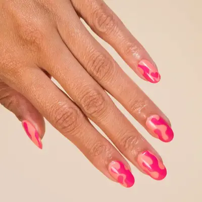 Chillhouse Chill Tips Peach and pink lava lamp-inspired nails