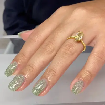 glitter pistachio green nails