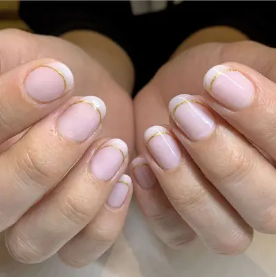 Sheer Golden French Nails