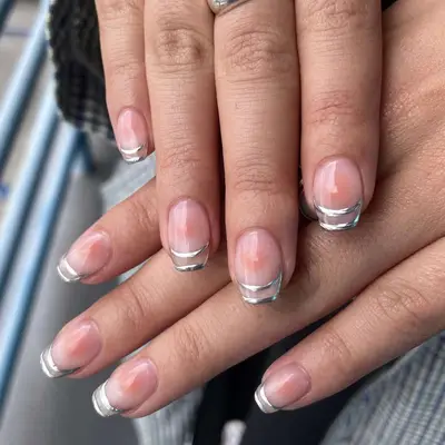 Chrome Double French Nails