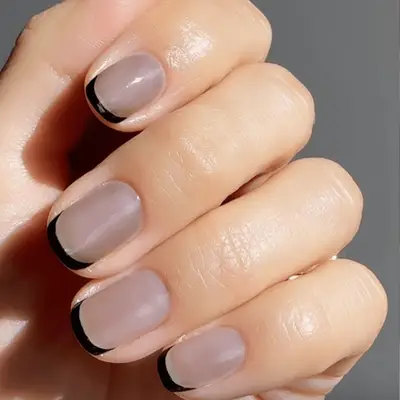 short silver french manicure