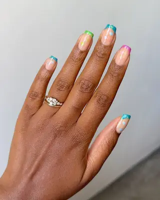 Rainbow French manicure