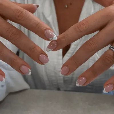 Lavender and White French Nails
