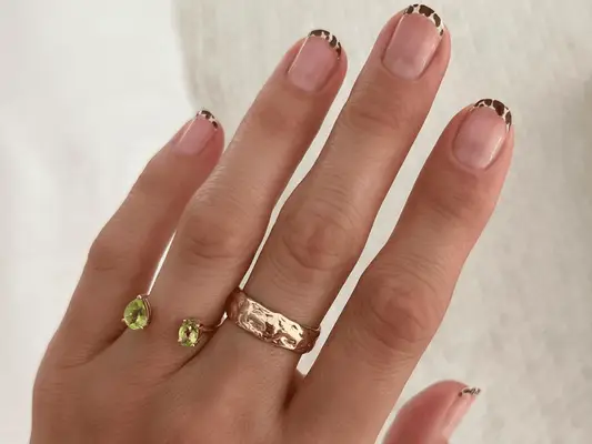 cowprint short french nails