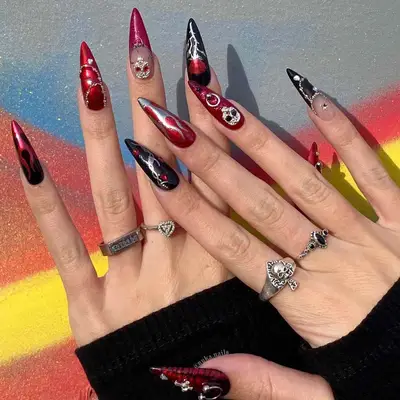 Spooky Red Nails