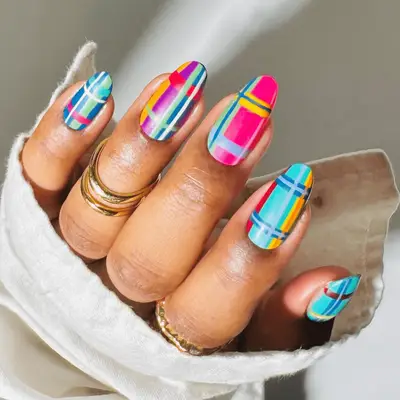 colorful striped nails 