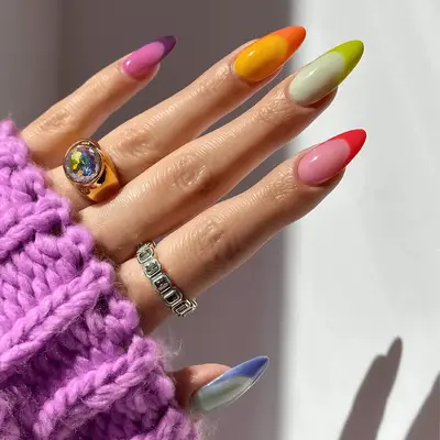 multicolor french manicure 