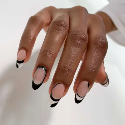 mod black French tip nails