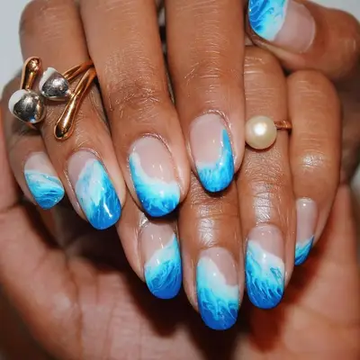 Manicure featuring an ocean design