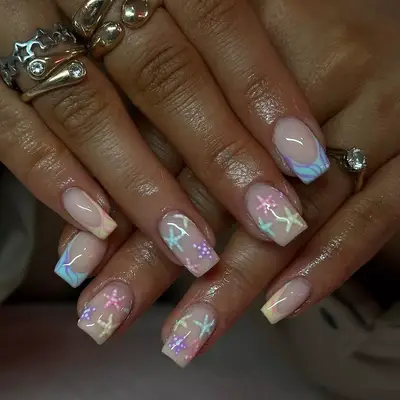 pastel starfish beach nail art