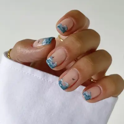 mykonos greece vacation blue nails