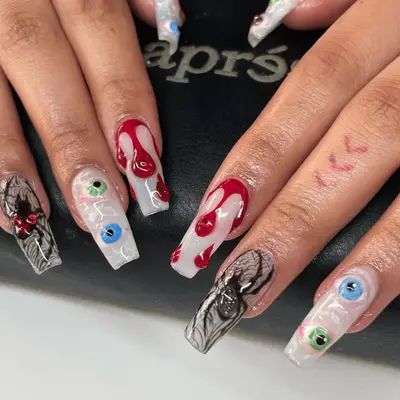 3D blood drip nails