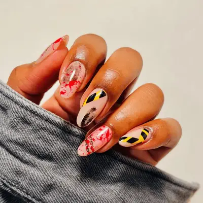 Mix and match crime scene nails