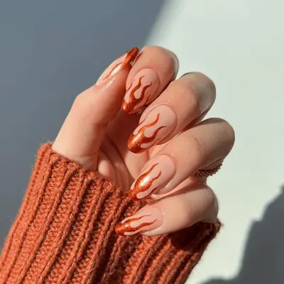 Pumpkin Nails With Negative Space Cuticles