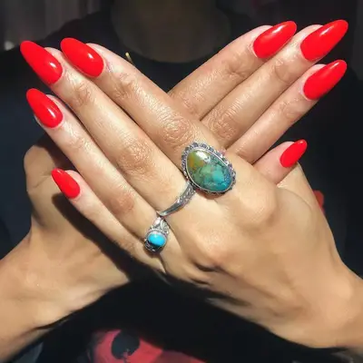 Classic red acrylic manicure