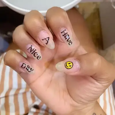 Clear manicure with black 