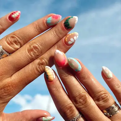 tie-dye croc print nails