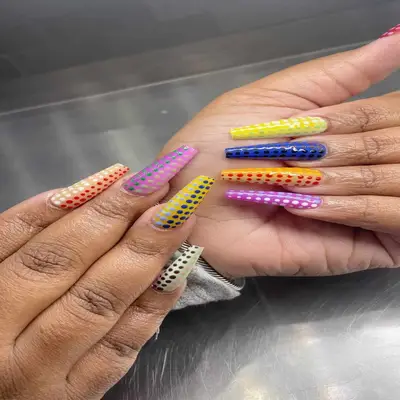 multicolored dot nails