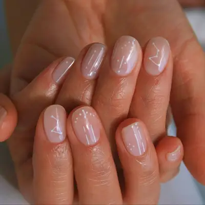 Sheer white zodiac nails - MYM Beauty Short White Nails 