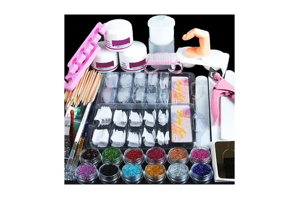 Acrylic Nail Kit for Beginners Nail Kit Set Professional Acrylic with Everything , Acrylic Powder And Liquid Set for Starters Glitter Nail Enhancement Tools Artificial Nail Tip Acrylic Nail Supplies Salon DIY Gift