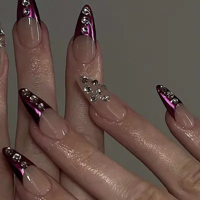 pink chrome french mani