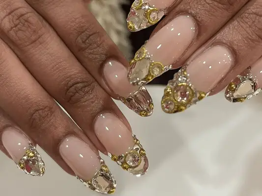 gold and silver french nails